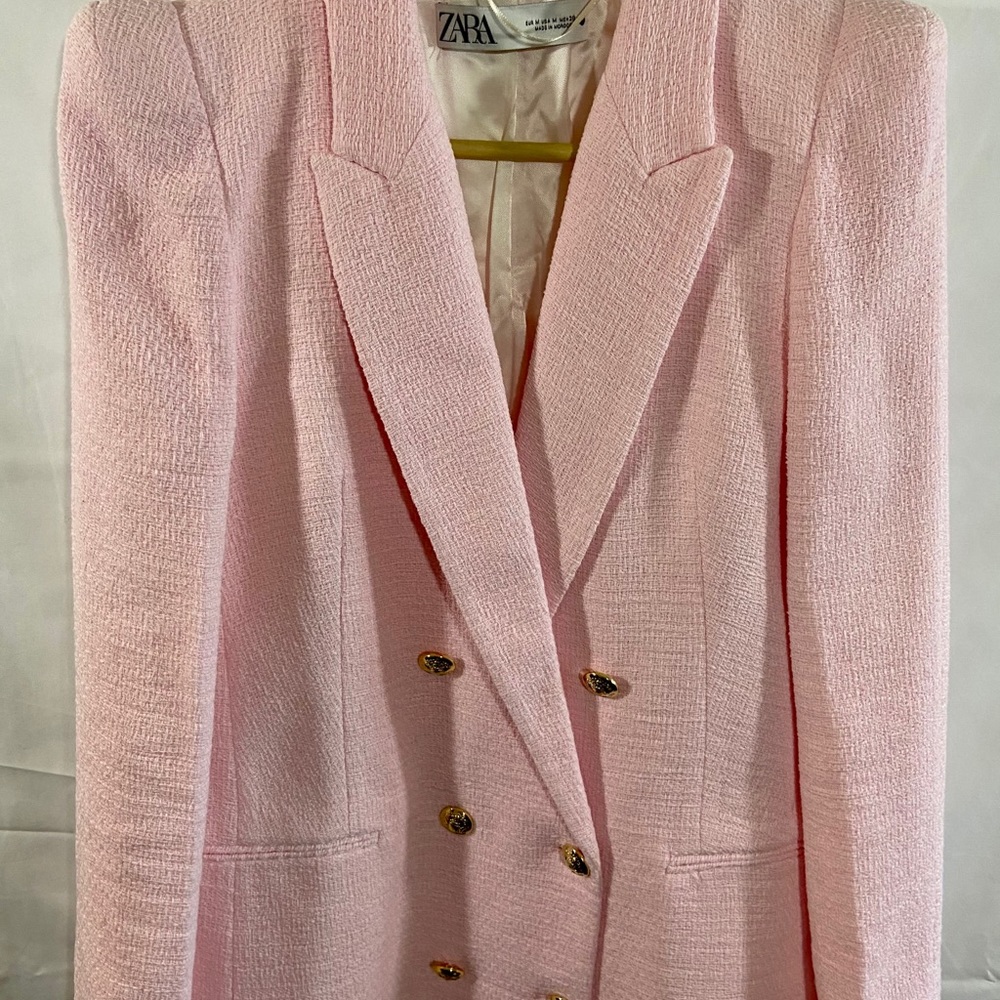Zara Women’s Pink Dbl Breasted Blazer